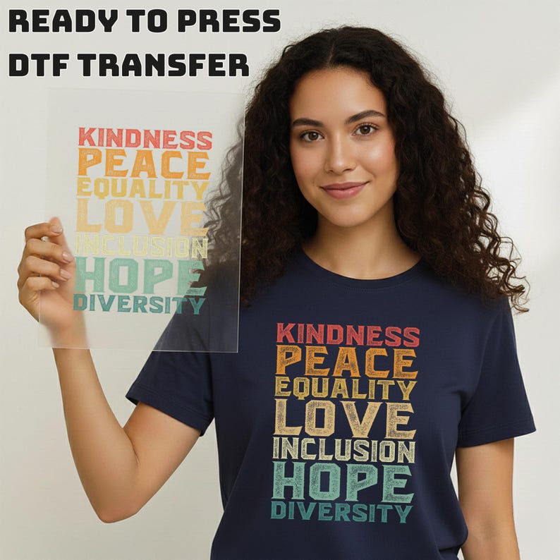 Kindness Peace Equality Love DTF Transfer, Retro Inclusion Hope Diversity Heat Press Transfer, Vintage Inspirational Social Justice Art image 6