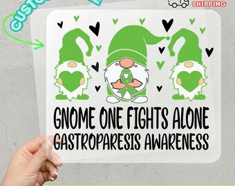 Green Ribbon Awareness Gnomes DTF Transfer, Gastroparesis Awareness  Heat Transfer