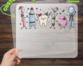 Christmas Dental DTF Transfer, Dentist Holiday Design, Merry Christmas Ready To Press DTF, Toothbrush Toothpaste Dental Tools Transfer