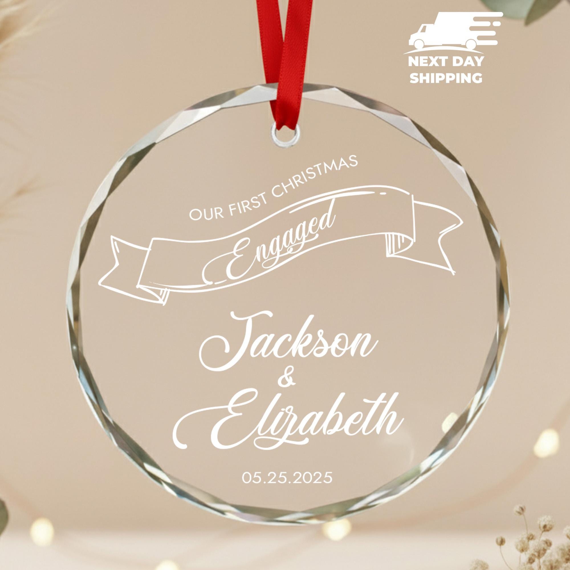 Personalized Our First Christmas Engaged Ornament, Custom Couple Keepsake