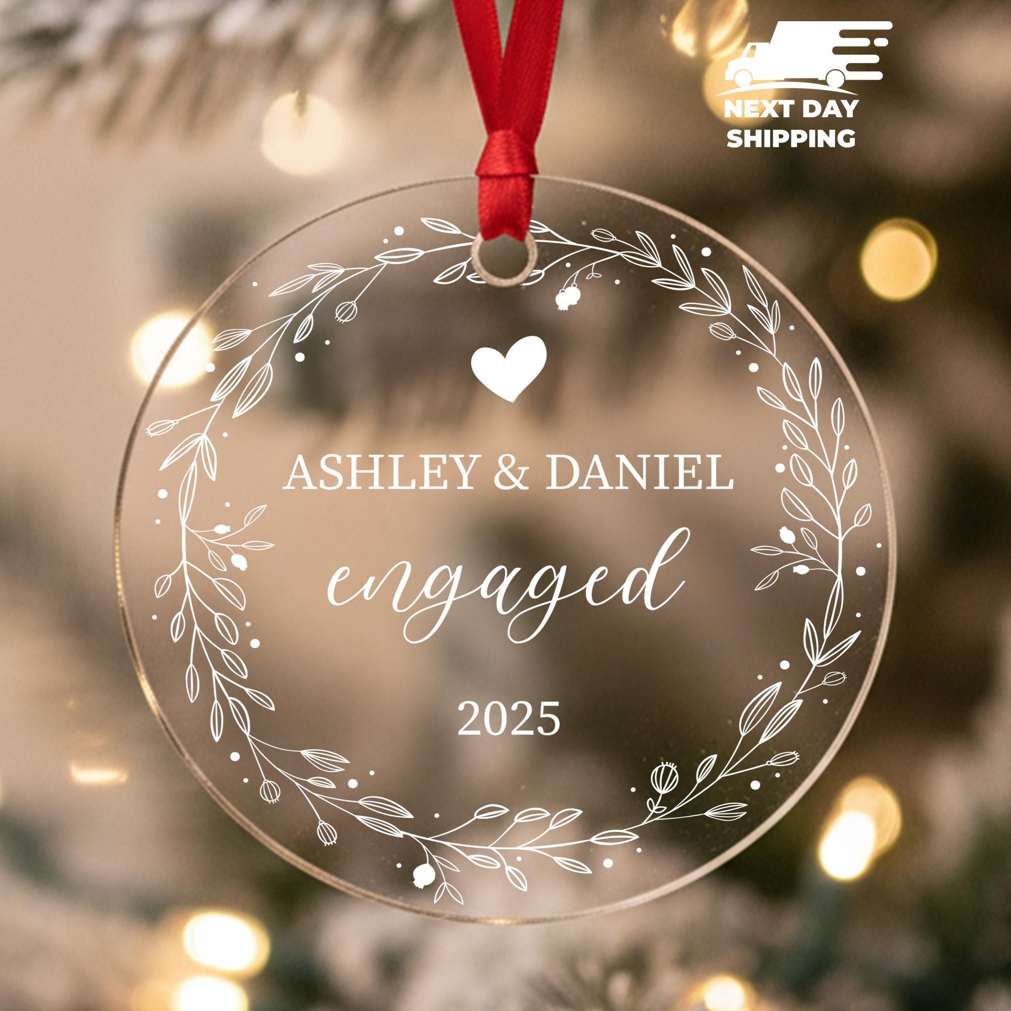 Personalized Engagement Ornament 2025 • Custom Couple Keepsake