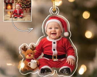 Personalized Baby Photo Acrylic Ornament, Christmas Keepsake Gift