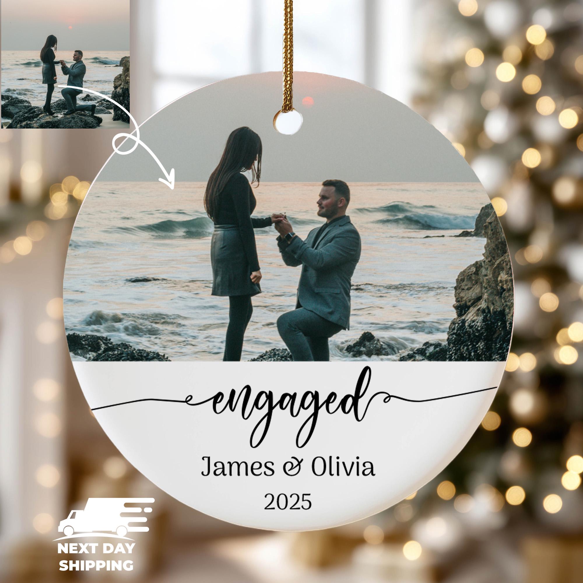 Personalized Photo Christmas Ornament, Couple Keepsake, Anniversary Gift