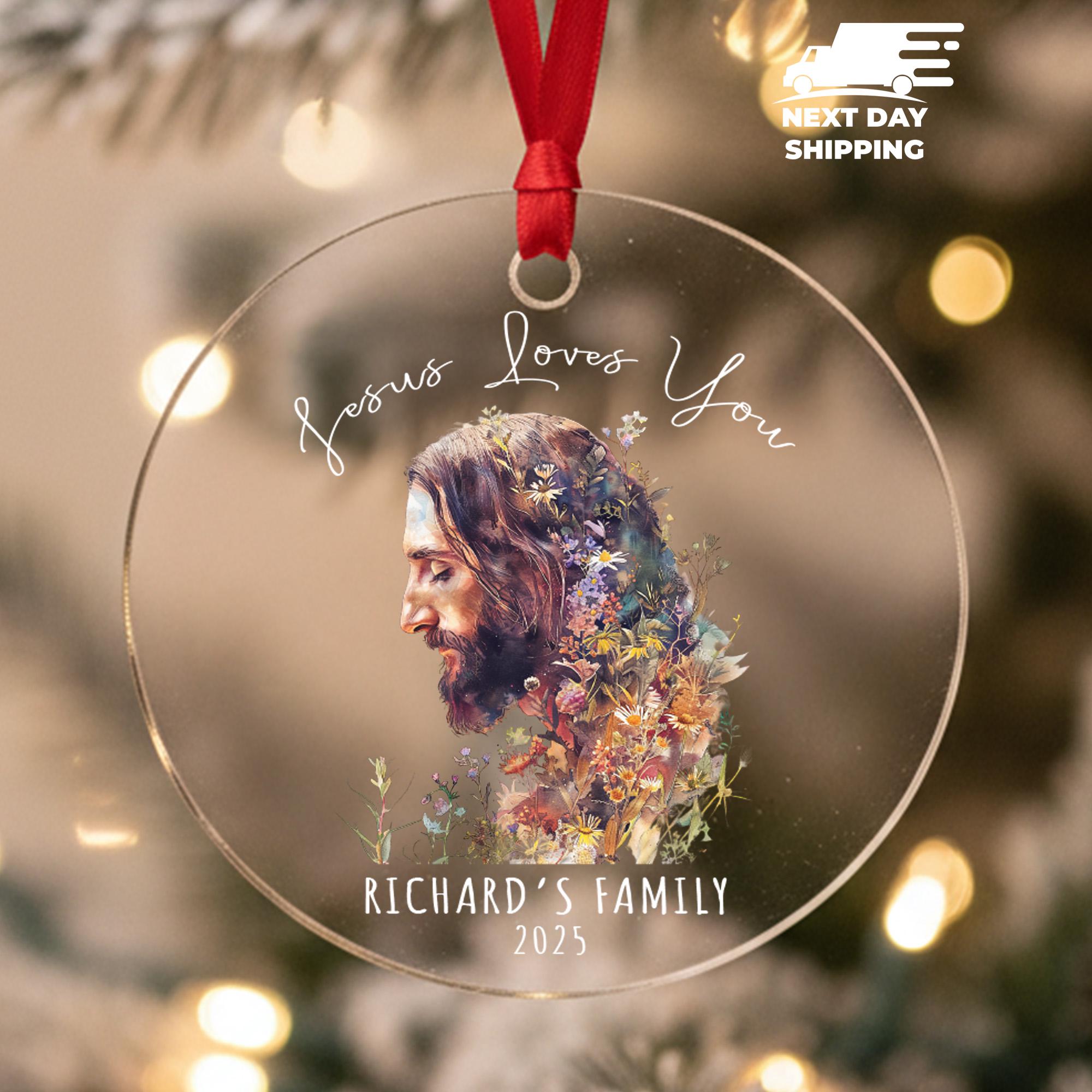 Personalized Jesus Ornament, Custom Christian Gift