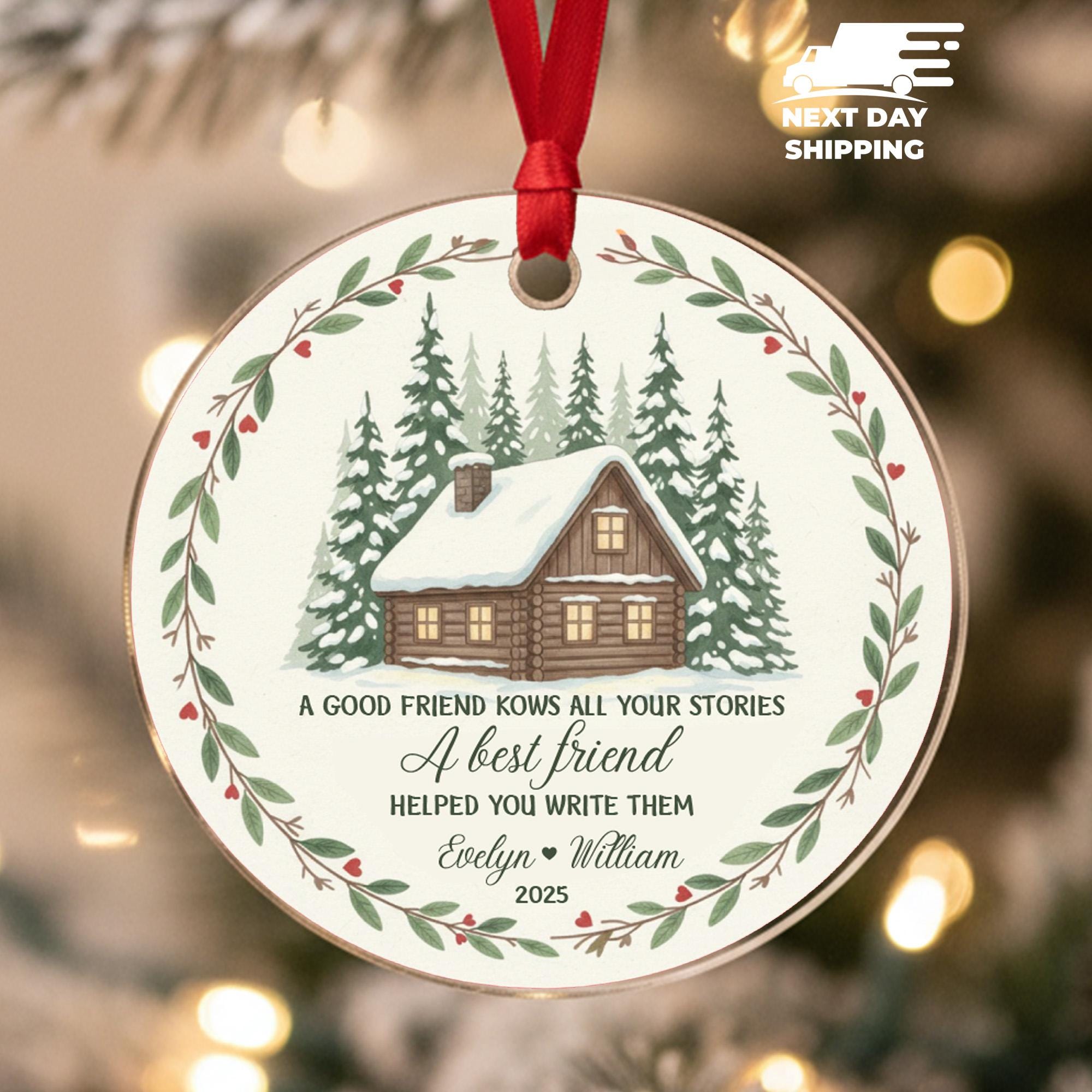 Custom Christmas Friend Ornament, Personalized Holiday Bestie Gift