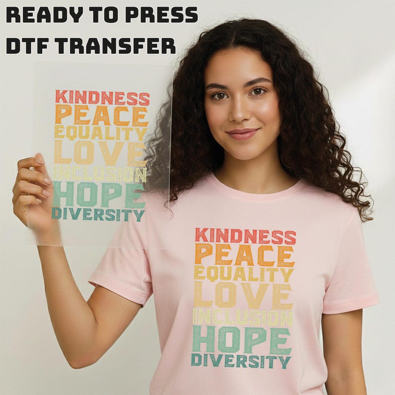 Kindness Peace Equality Love DTF Transfer, Retro Inclusion Hope Diversity Heat Press Transfer, Vintage Inspirational Social Justice Art image 10