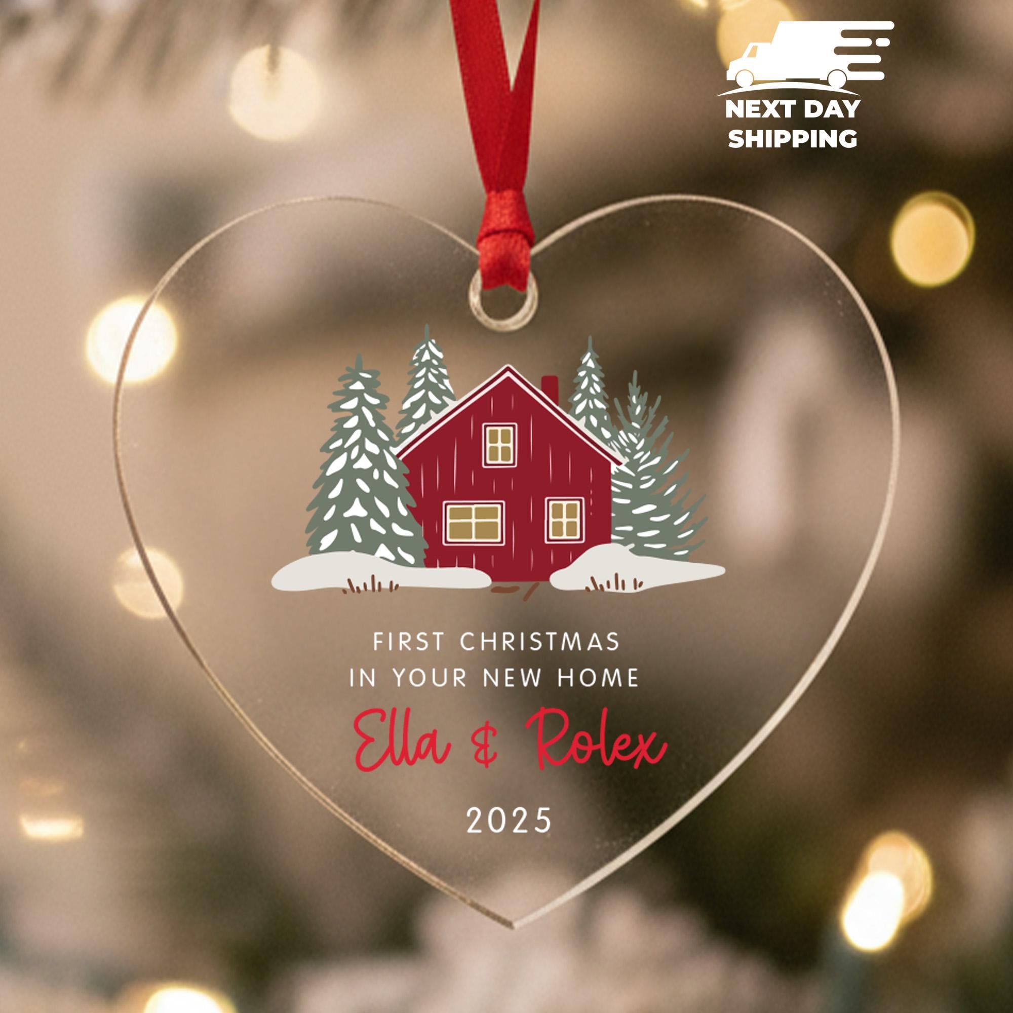 Personalized First Christmas In New Home Ornament, Custom Holiday Decor