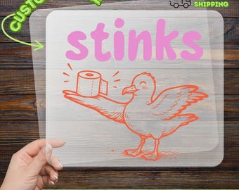 Stinks Pigeon Toilet Paper DTF Transfer, Funny Bird DTF, Ready To Press Heat Transfer, Humorous Stinky Design, Animal Lover Gift HTV