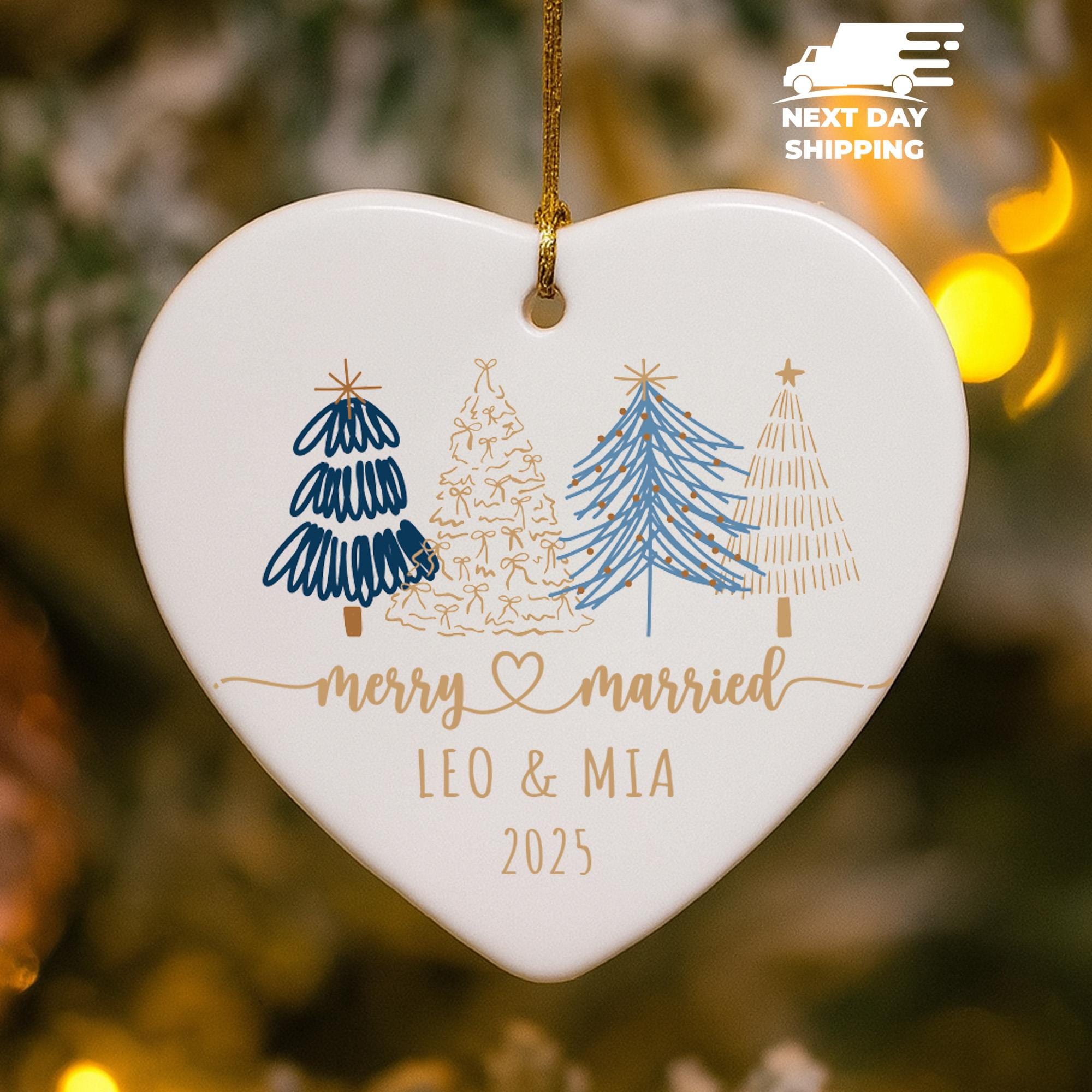 Custom Ceramic Married Ornament, Couple Keepsake