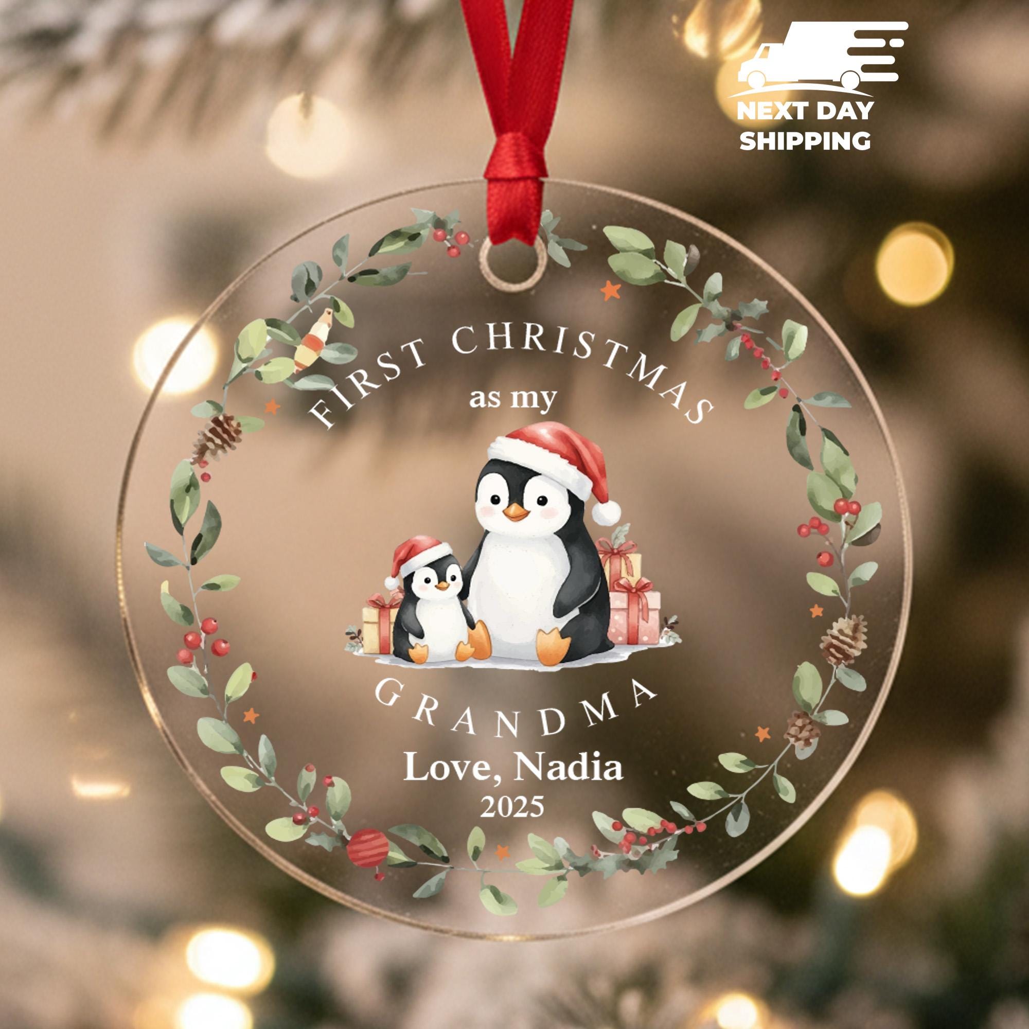 Personalized Grandma First Christmas Ornament, Baby Announcement