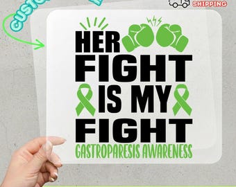 Gastroparesis Awareness DTF Transfer, Green Ribbon Boxing Gloves Iron On, Gastric Motility Disorder Support Heat Transfer