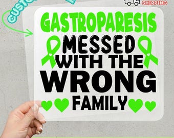 Gastroparesis Family DTF Transfer, Green Ribbon Iron On Decal, Chronic Illness Heat Transfer
