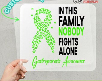 Nobody Gets Left Behind Gastroparesis Awareness Butterfly Ribbon DTF Transfer - Chronic Illness Support Iron On