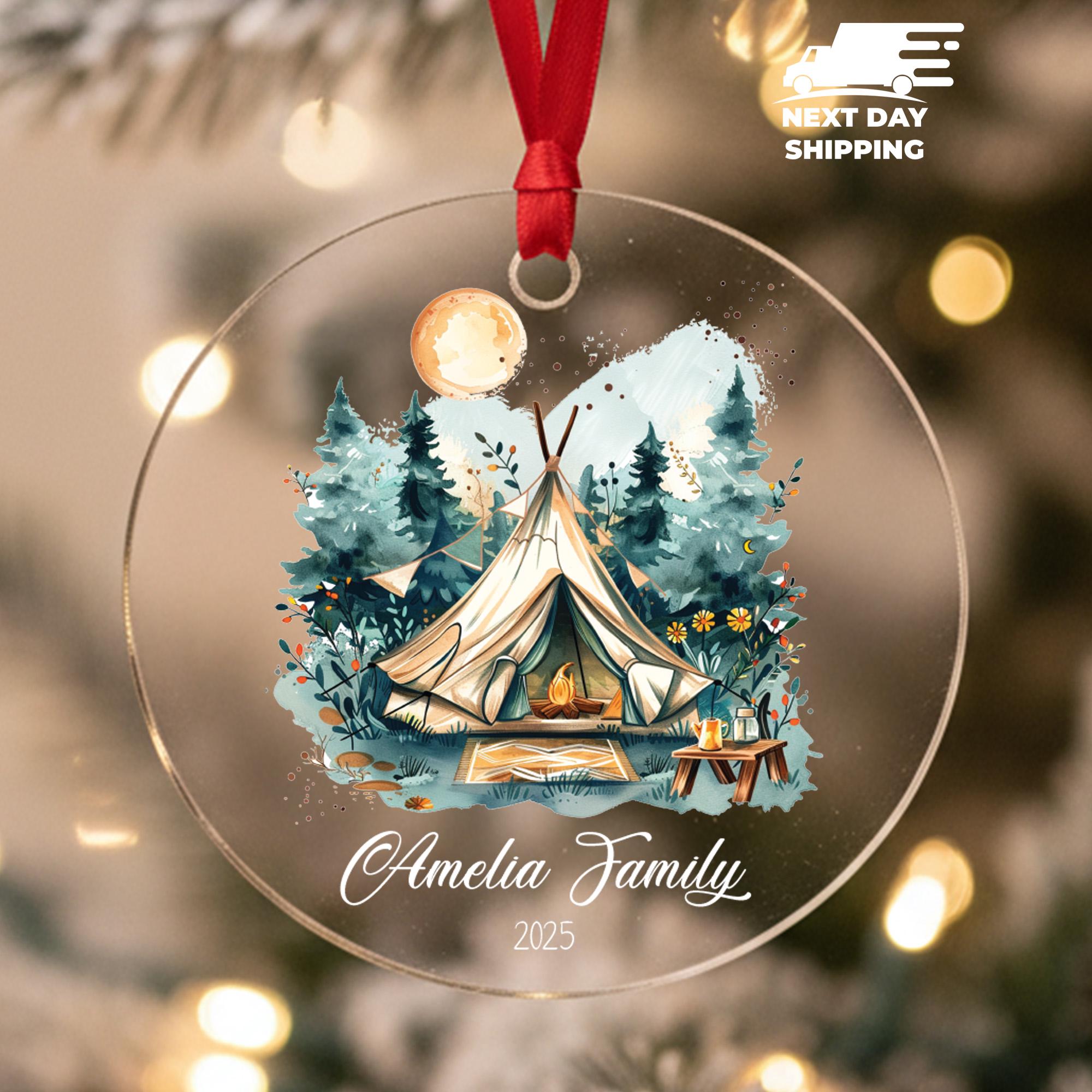 Personalized Christmas Camper Ornament, Family Adventure Gift