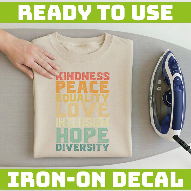 Kindness Peace Equality Love DTF Transfer, Retro Inclusion Hope Diversity Heat Press Transfer, Vintage Inspirational Social Justice Art image 11