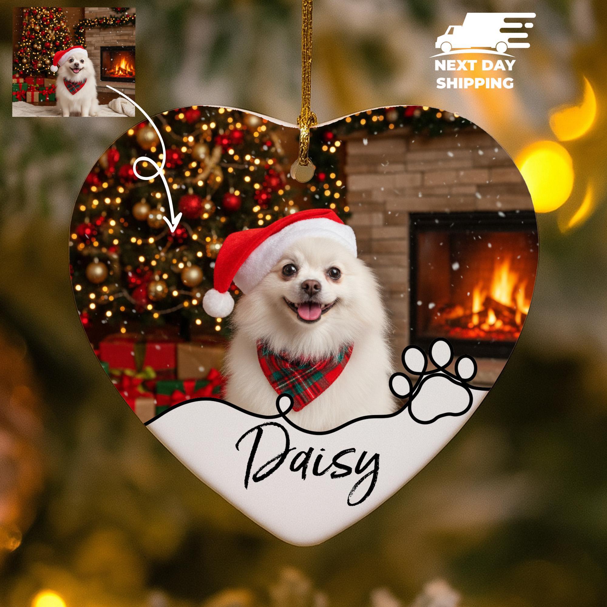 Custom Pet Photo Christmas Ornament • Personalized Keepsake (Acrylic, Ceramic, or Glass)