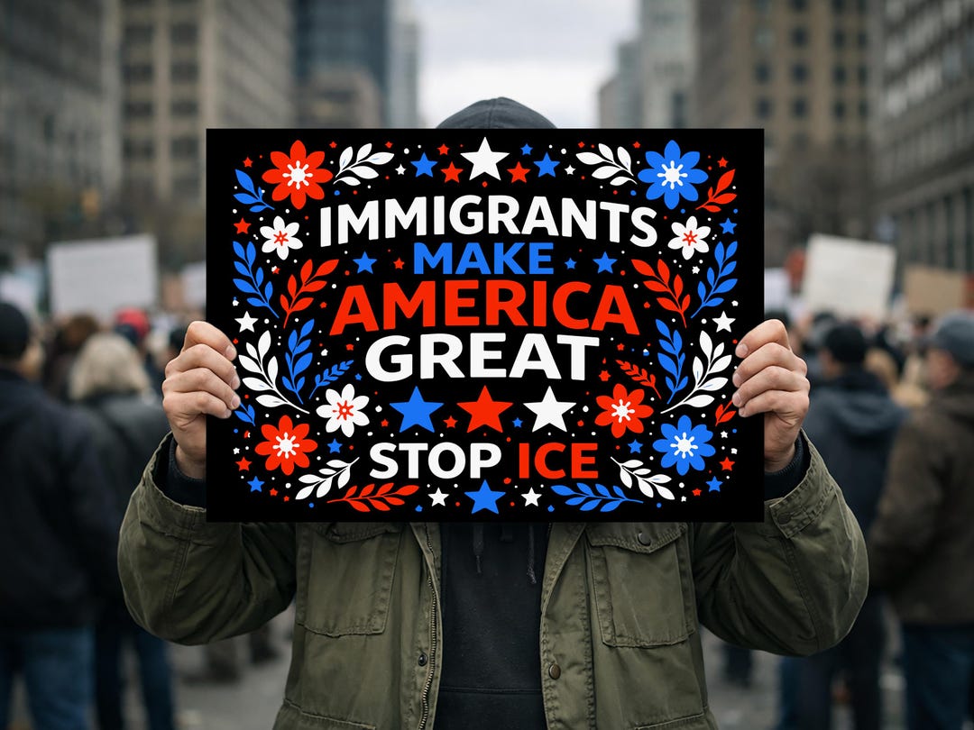 Immigrants Make America Great Yard Sign Stop ICE Floral, Political ...