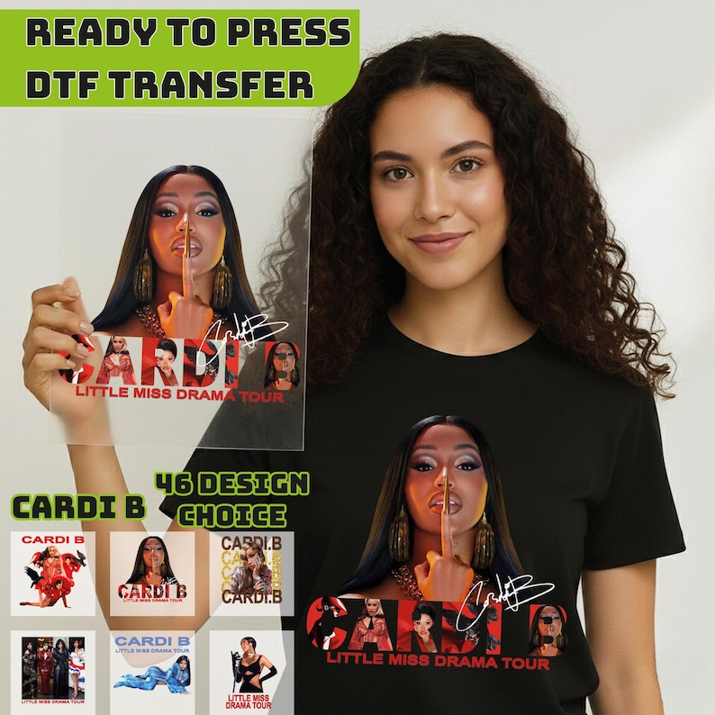 Cardi B Little Miss Drama DTF Transfer, Cardi B Graphic Artwork Ready To Press Heat Transfer Print For Fabric bild 1