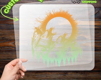 Wolves Howling Solar Eclipse DTF Transfer, Mystical Nature Iron-On Decal, Vintage Wildlife Halloween Heat Transfer, Ready to Press