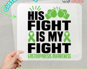 Gastroparesis Awareness DTF Transfer, Chronic Illness Support Boxing Gloves Green Ribbon Ready to Press Print