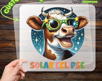 Funny Cow with Green Sunglasses Heat Transfer, Quirky Animal Iron-On Decal for Humorous Fashion, Ready to Press Design