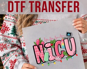 NICU DTF Transfer, Christmas Baby Design, Pink Holiday Nurse Apparel Print, Ready to Press Heat Transfer