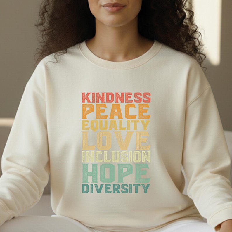 Kindness Peace Equality Love DTF Transfer, Retro Inclusion Hope Diversity Heat Press Transfer, Vintage Inspirational Social Justice Art image 13