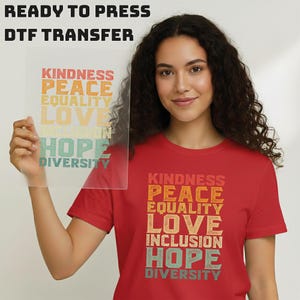 Kindness Peace Equality Love DTF Transfer, Retro Inclusion Hope Diversity Heat Press Transfer, Vintage Inspirational Social Justice Art image 7
