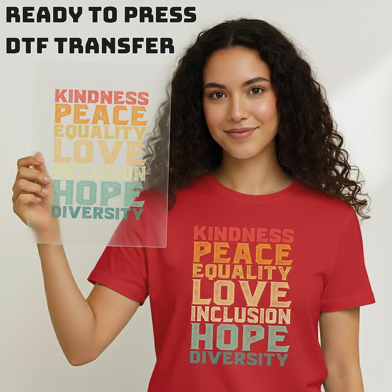 Kindness Peace Equality Love DTF Transfer, Retro Inclusion Hope Diversity Heat Press Transfer, Vintage Inspirational Social Justice Art image 7