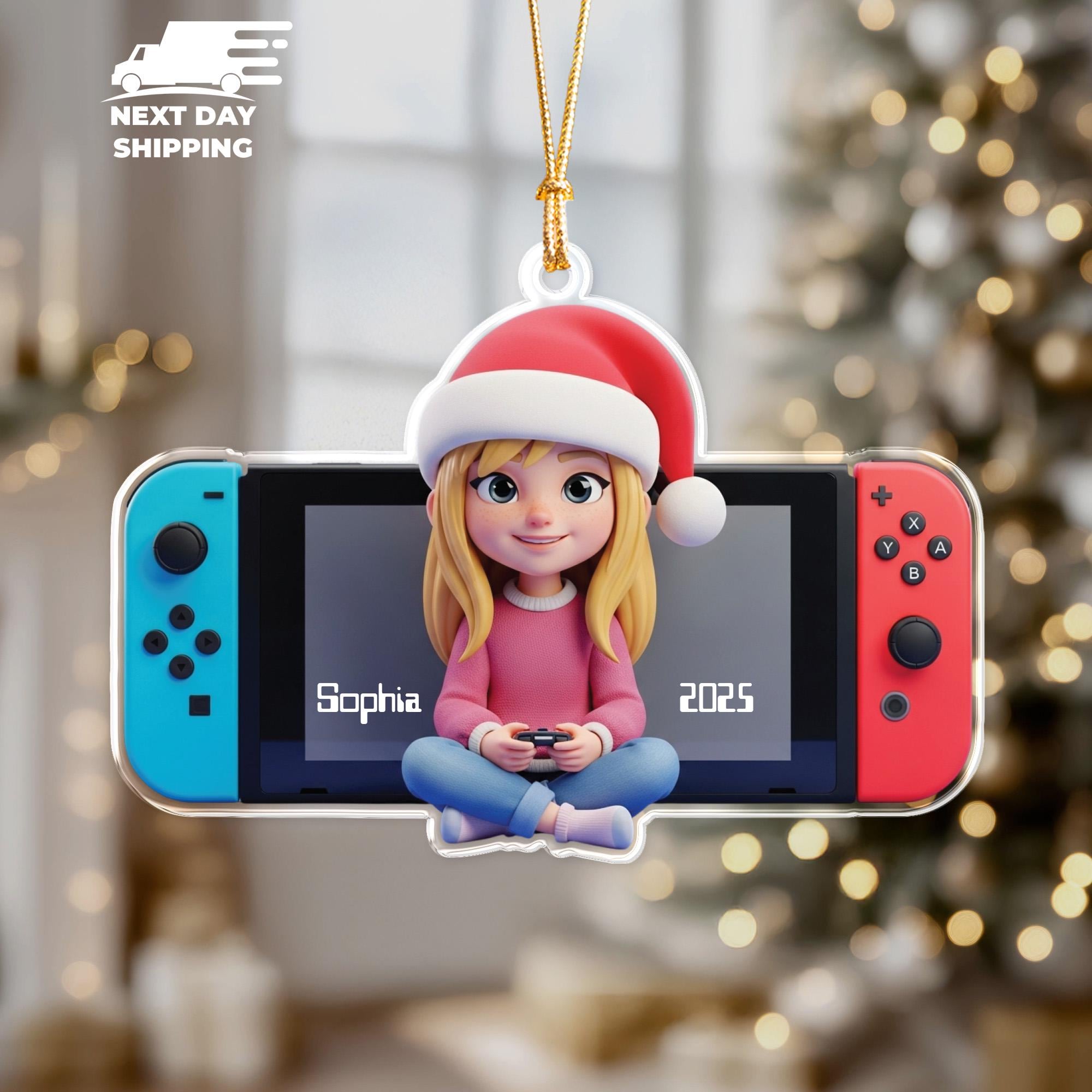 Personalized Gamer Kid Ornament • Custom Boy or Girl Playing Console • Christmas Gift for Video Game Lovers • Name & Year Holiday Decor 2025