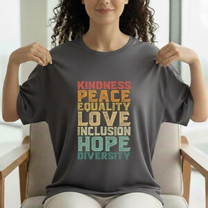 Kindness Peace Equality Love DTF Transfer, Retro Inclusion Hope Diversity Heat Press Transfer, Vintage Inspirational Social Justice Art image 14