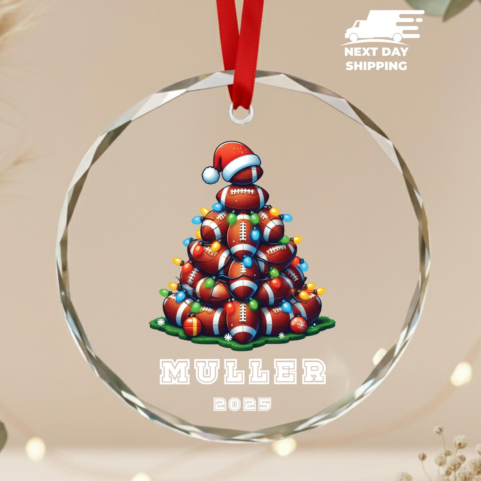 Personalized Football Christmas Ornament, Team Gift, Acrylic/Ceramic/Glass