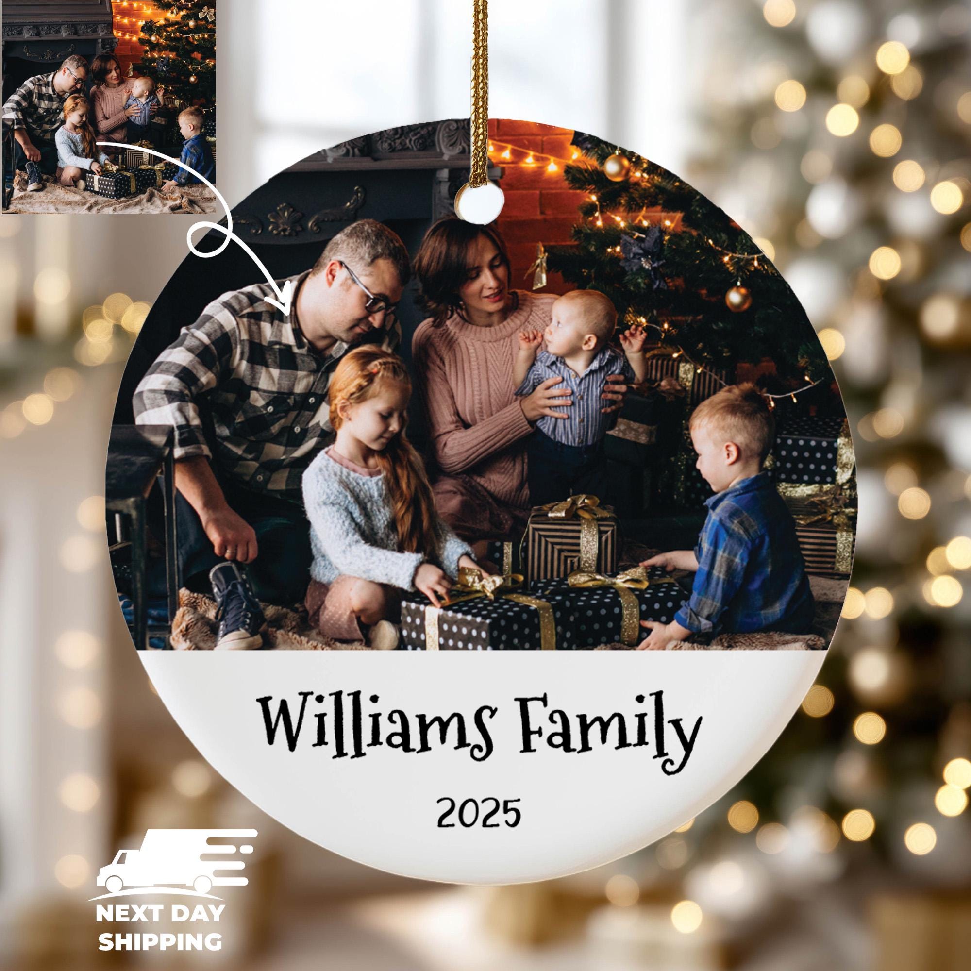 Personalized Holiday Keepsake Family Photo Ornament, Custom Family Xmas Decor Ornament, Christmas Gift For Family, Family Picture Ornament