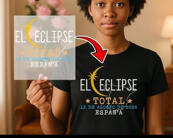 El Eclipse Total Espana 2026 DTF Transfer, Spain Solar Eclipse Ready To Press, Celestial Map Iron On