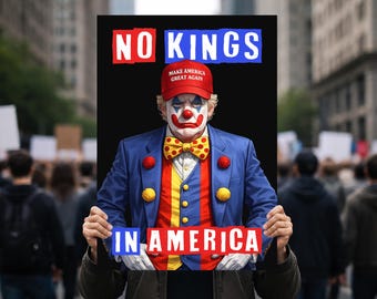 No Kings In America Yard Sign Funny Anti Trump Clown Protest, Resist 47 Political Lawn Decor, Democrat Liberal Activist Gift