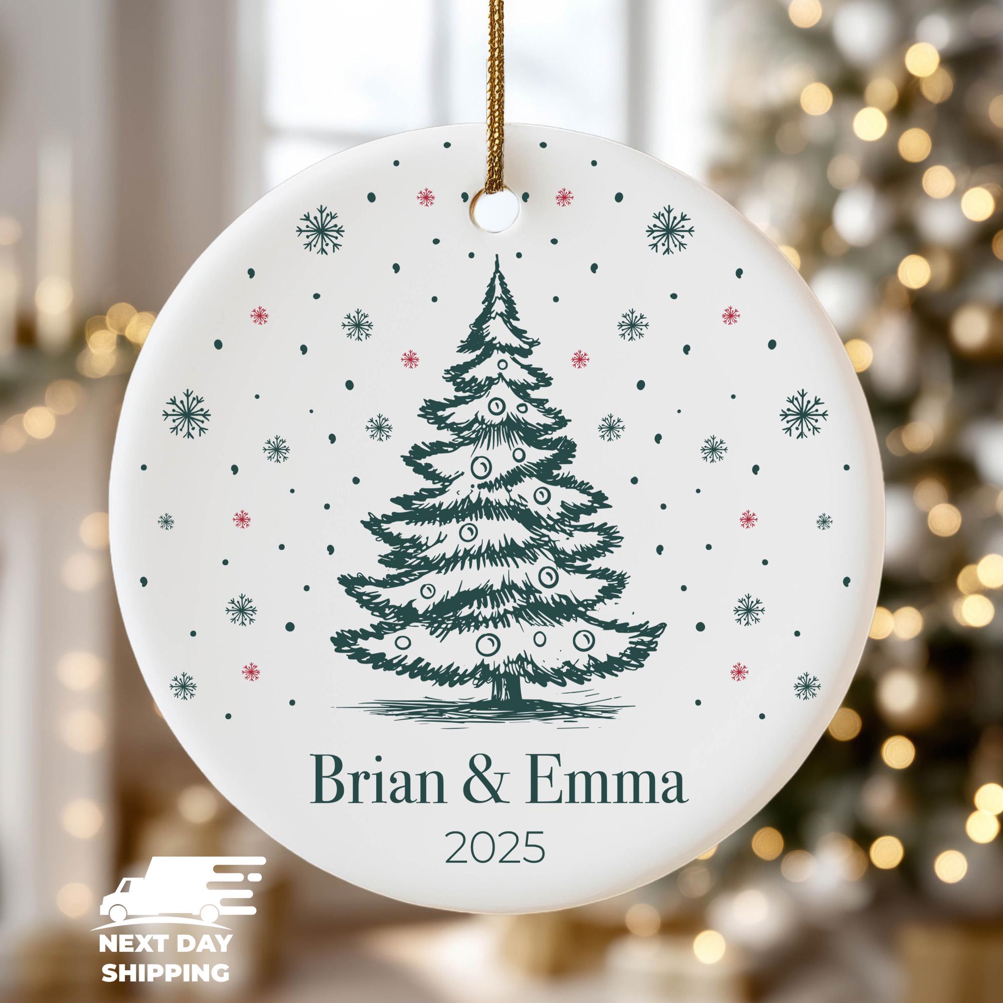 Personalized Christmas Ornament • Custom Couple Name Keepsake (Acrylic, Ceramic, or Glass)
