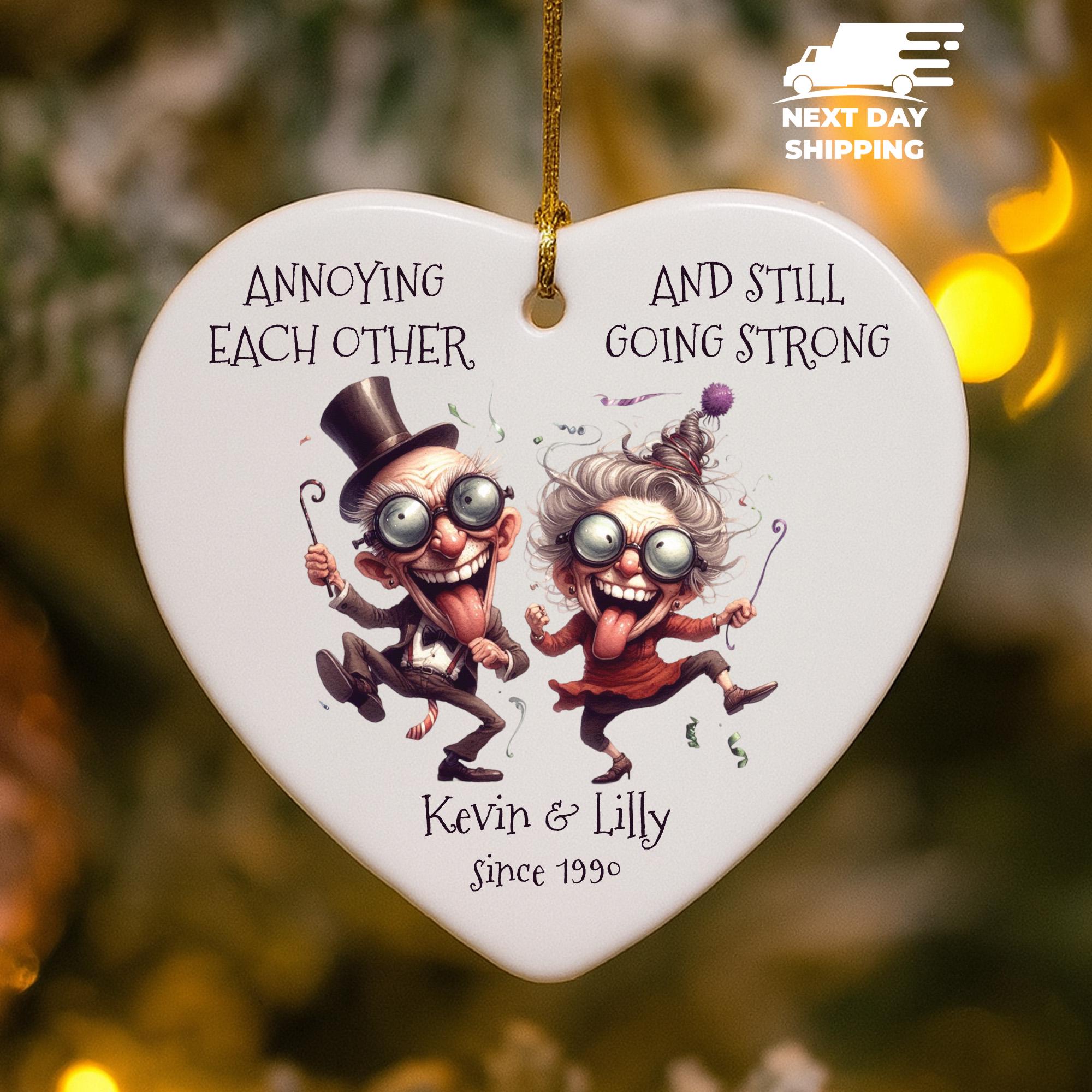 Personalized Old Couple Christmas Ornament, Annoying Each Other, Custom Names
