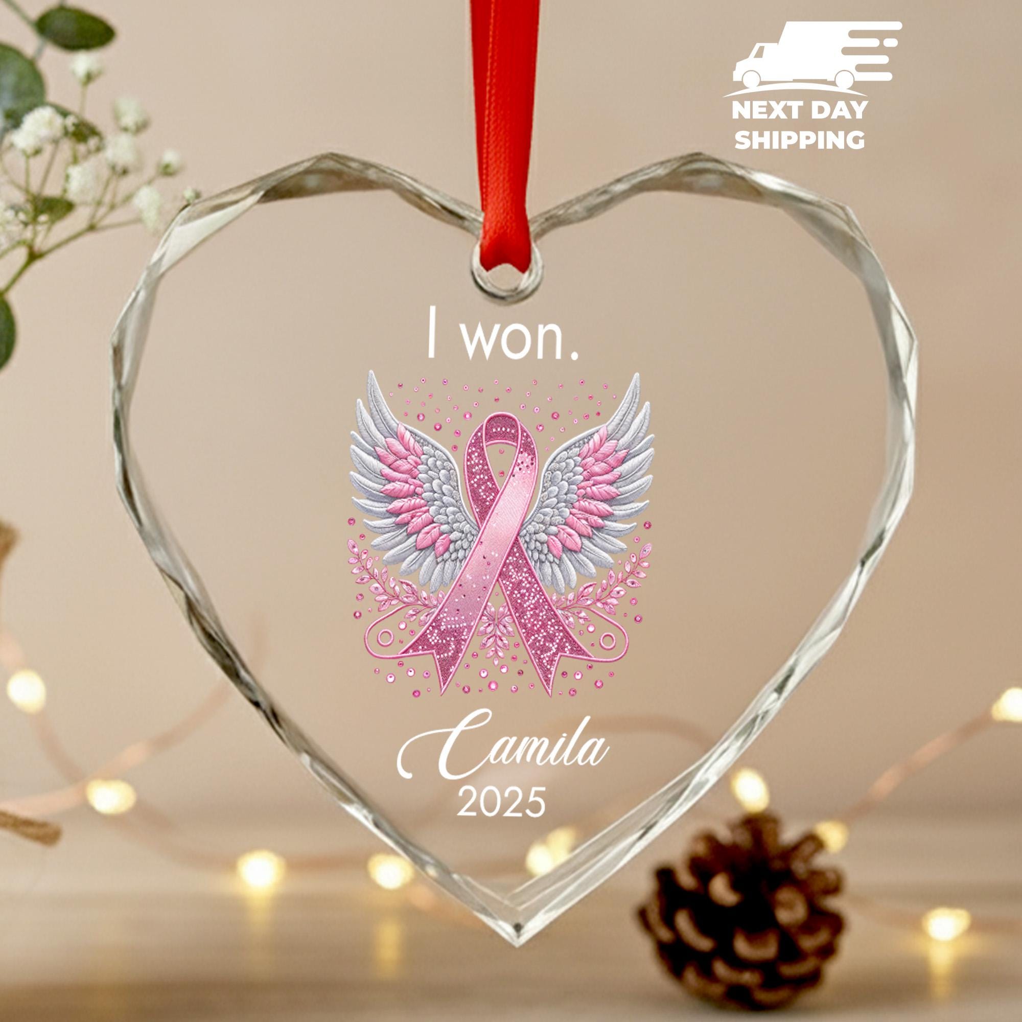 I Won Ornament, Breast Cancer Awareness Ornament, Pink Ribbon Ornament, 2025 Survivor Ornament, Cancer Fighter Ornament, Gift For Her