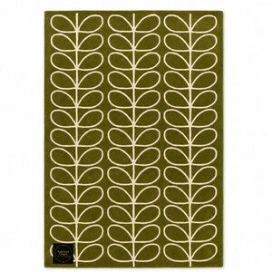Alfombra de lana verde oliva, alfombra moderna de mediados de siglo, alfombra grande con mechones para sala de estar, alfombra con estampado retro de tallos y hojas, decoración estética para el hogar con plantas.