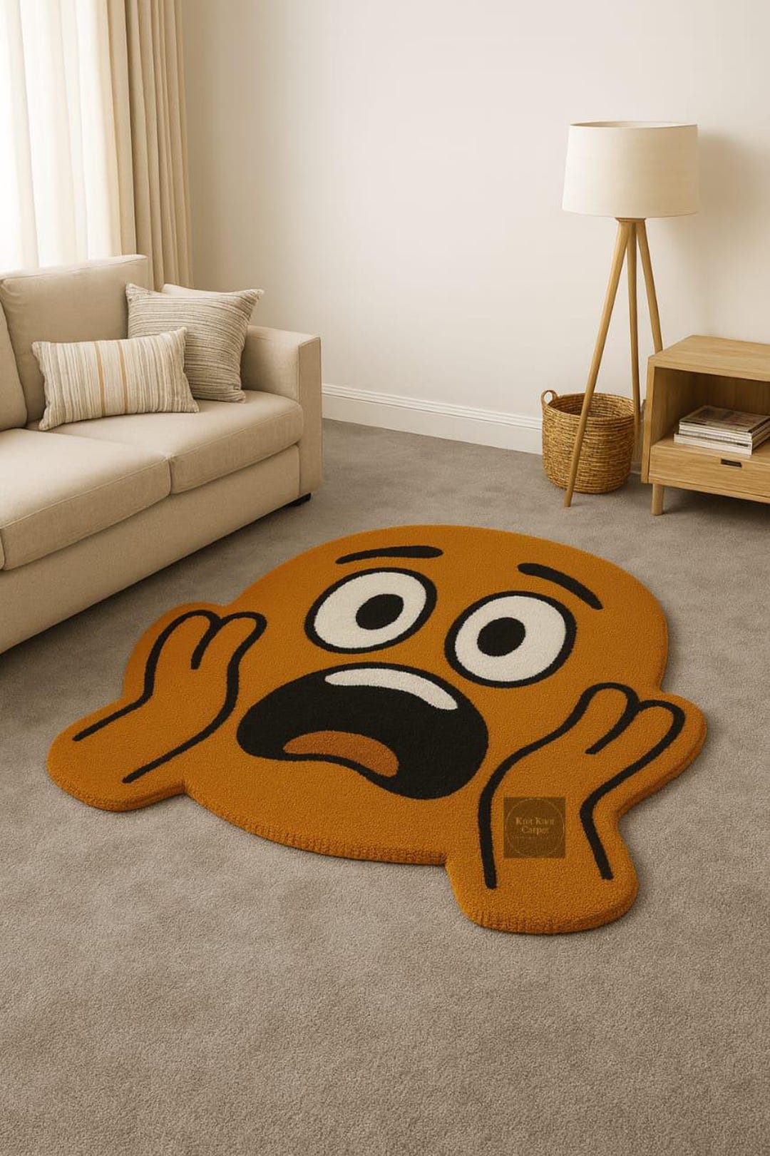 Talk It Out Rug Screaming Face Emoji Hand Tufted Wool Rug | Unique Funky Accent Carpet ...