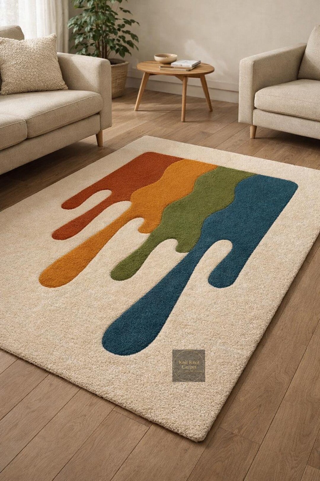 Dripping Rug Handmade Wool Dripping Paint Rug – Abstract Modern Art Area Rug ...