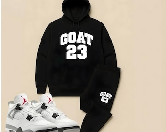 Zwart joggingpak heren hoodie joggingbroek 23 Legend Streetwear Set Match White Cement 4-outfit