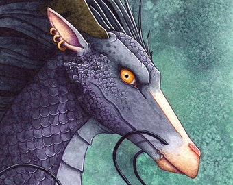 Fantasy Art Print- Stormy Skies - 5x7 Open Edition Print - Fantasy Dragon Art