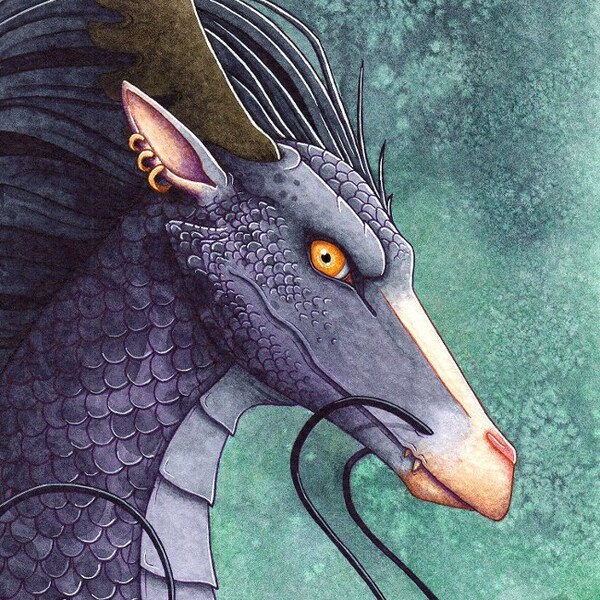 Fantasy Art Print- Stormy Skies - 5x7 Open Edition Print - Fantasy Dragon Art