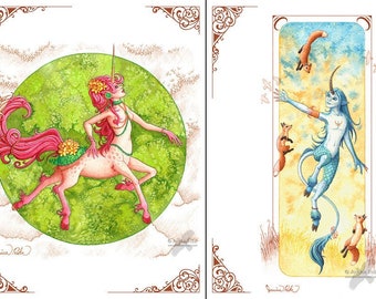 Fantasy Art Prints- Dance of Flora and Fauna - 8.5x11 Open Edition Prints - Choose Your Print - Fantasy Centaur and Faun Art