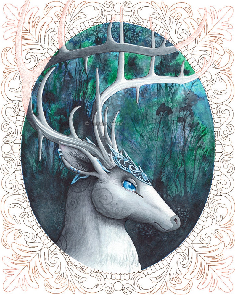 Fantasy Art Print Great Prince of the North 8.5x11 Open Edition Print Fantasy Deer Art image 1