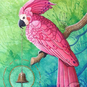 Fantasy Art Print The Temple Bell 8.5x11 or 5x7 Open Edition Print Fantasy Bird Art image 2