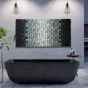 3D Wood Mosaic Wall Decor, Geometric Textured Panel, Modern Acoustic Art for Living Room or Office