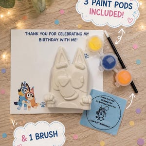 Blue dog - Bingo- dog Plaster Paint Kit – Birthday Party Favor Craft Activity