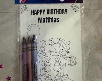 Customized -Sonic- Shadow-Hedgehog- Coloring sticker sheets- party favors- customized-